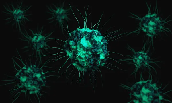 Коронавірус Covid Під Мікроскопом Рендерингу — стокове фото