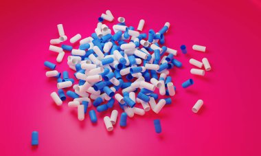 Temizlik, hemşirelik, virüs koruması, korona virüsünün tedavisi için tasarlanmış birçok kapsül - 3D Hazırlama