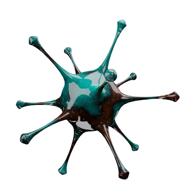 Coronavirus hastalığı COVID-19 salgını. Bulaşıcı bir virüsün mikroskobik görüntüsü. SARS-CoV-2 virüs hücresi, beyaz arka planda izole edilmiş 3D model. 3 Boyutlu Hazırlama, 3 Boyutlu Resim 
