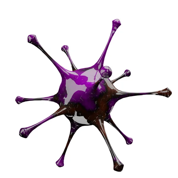 Coronavirus hastalığı COVID-19 salgını. Bulaşıcı bir virüsün mikroskobik görüntüsü. SARS-CoV-2 virüs hücresi, beyaz arka planda izole edilmiş 3D model. 3 Boyutlu Hazırlama, 3 Boyutlu Resim 