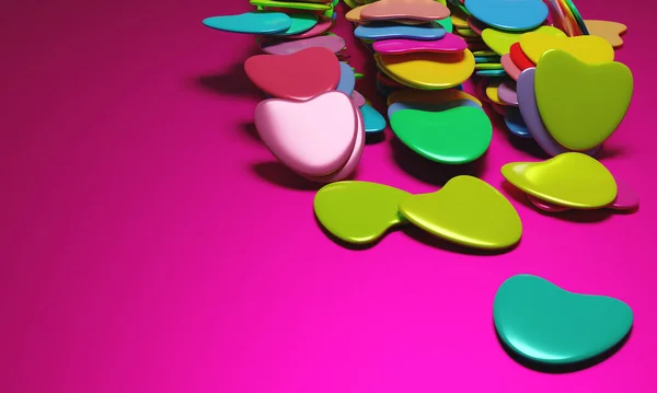 Kalpli güzel bir geçmiş, Sevgililer Günün kutlu olsun! 3d illüstrasyon, 3d canlandırma.