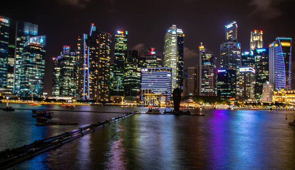 Modern city, night scene singapore