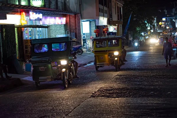 Cena Rua Noite Coron Filipinas — Fotografia de Stock