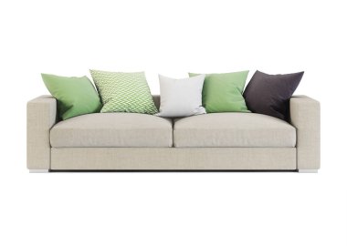 Beyaz arka plan üzerinde izole kanepe. 3D render.