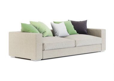 Beyaz arka plan üzerinde izole kanepe. 3D render.