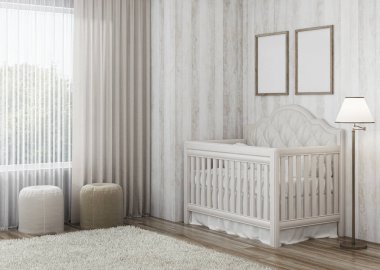 Bir çocuğun oda parlak ton ile tasarımı. 3D render