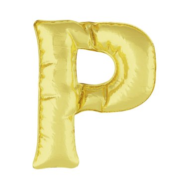 Beyaz bir arka plan üzerinde metal balon. Altın harf s. iskontoları, satış, tatil, yıldönümleri. 3D render