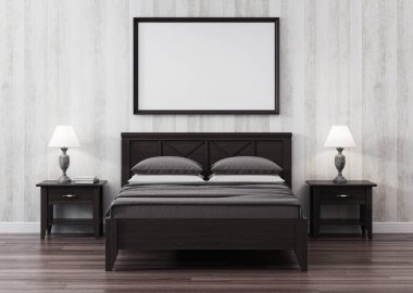 Provence tarzında bir yatak odası Tasarla. 3D render.