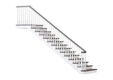 Beyaz arka plan merdivenlerde. 3D render.