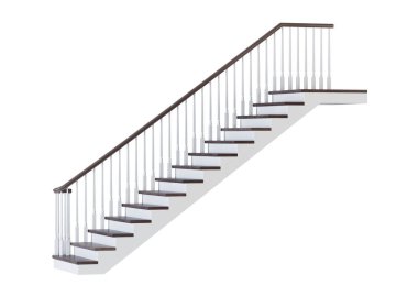 Beyaz arka plan merdivenlerde. 3D render.