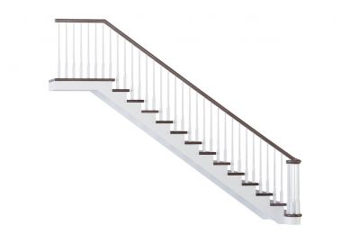 Beyaz arka plan merdivenlerde. 3D render.