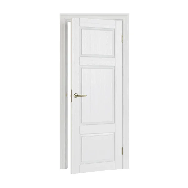 Drzwi Białym Tle Renderowania — Zdjęcie stockowe