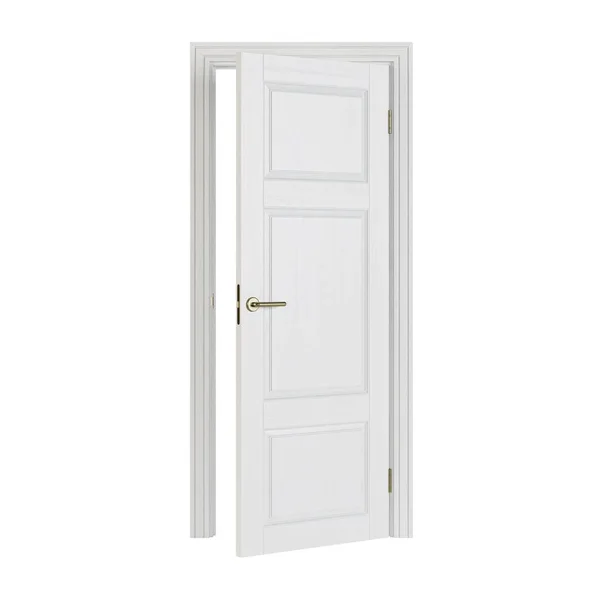 Drzwi Białym Tle Renderowania — Zdjęcie stockowe