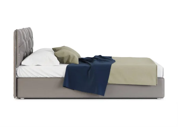 ベッドは 白い背景で隔離 レンダリング — ストック写真