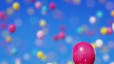 Balonlar gökyüzünde. 3D render