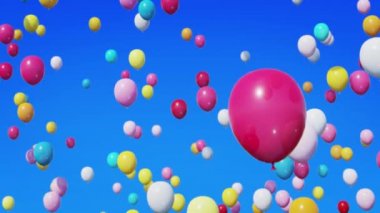 Balonlar gökyüzünde. 3D render