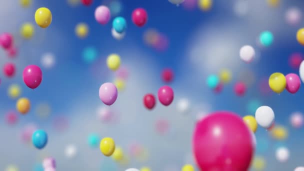 Balões Céu Renderização — Vídeo de Stock