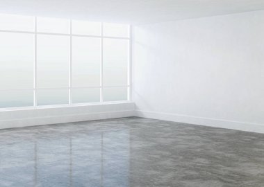 Beyaz walls.3d render ile boş oda.