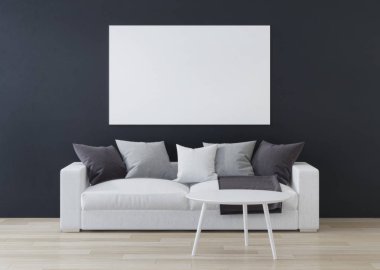 İç, iç bileşiminde kanepe. 3D render.