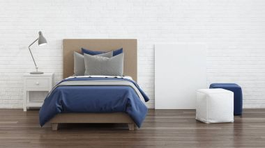 Bir çocuk odası tasarımı. 3D render.