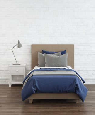 Bir çocuk odası tasarımı. 3D render.
