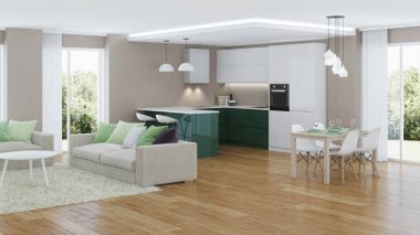 Modern ev iç. 3D render.