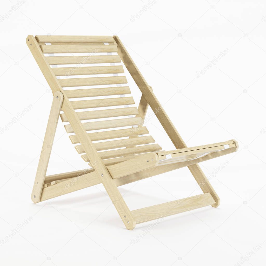 Deckchair over white background. 3D rendering.