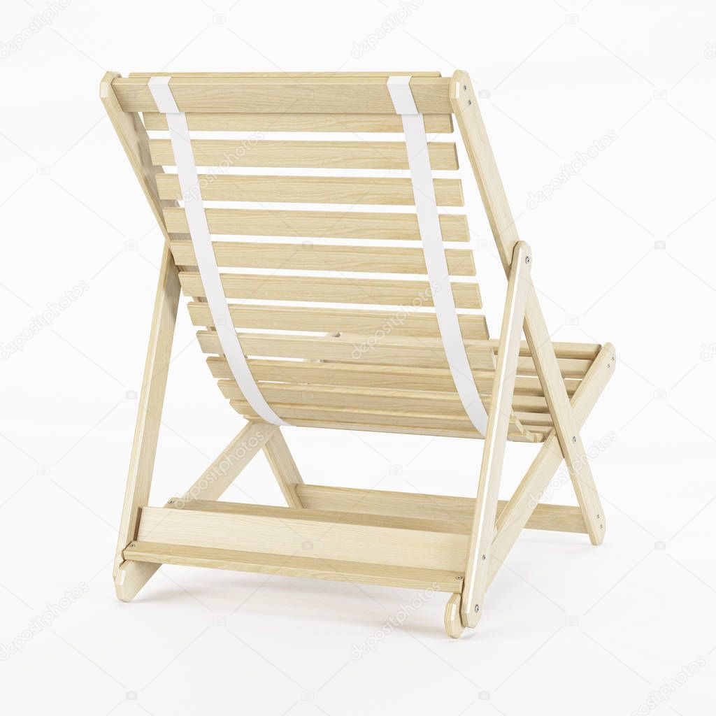 Deckchair over white background. 3D rendering.