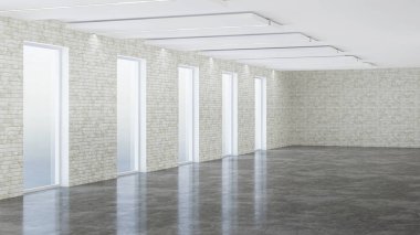 Ofis alanı. Ofis tasarımı. 3D render.