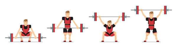 Gewichtheffen Snatch Volgorde Van Oefening Rukken — Stockvector