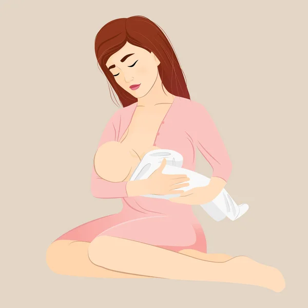 母乳で育てる 赤ちゃんと母親 — ストックベクタ