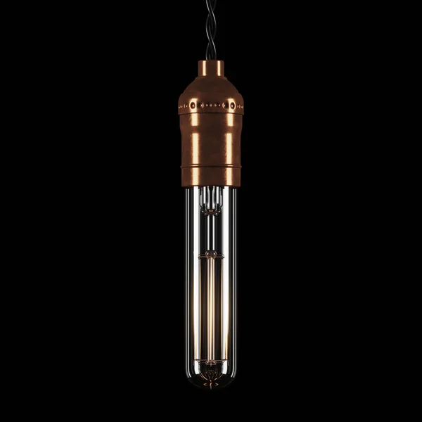 Vintage Luminous Bulb Black Background Rendering — Stock Photo, Image