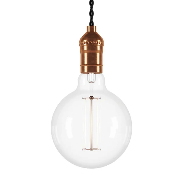 Vintage Luce Incandescente Sfondo Bianco Rendering — Foto Stock