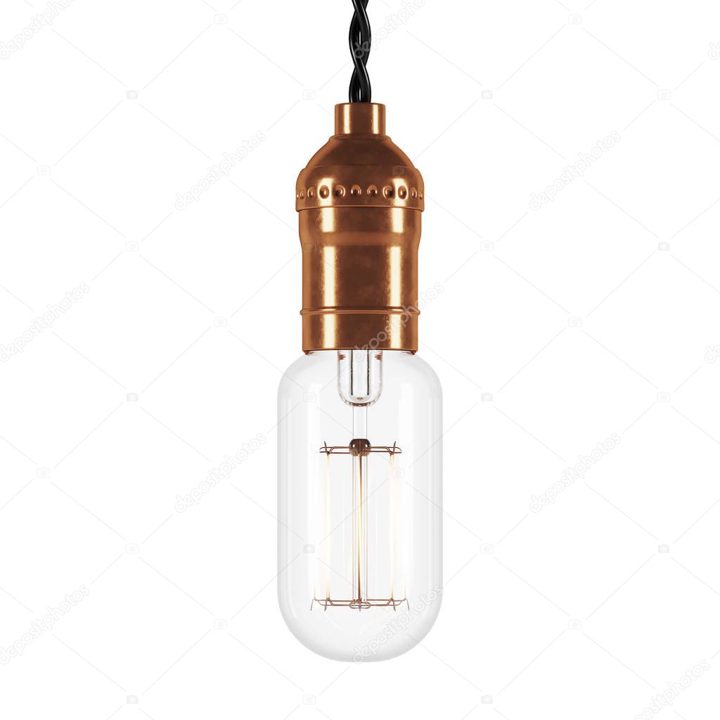 Vintage glowing light on white background. 3D rendering.