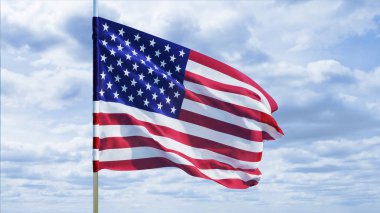 Gökyüzüne karşı Amerika Birleşik Devletleri bayrağı. 3D render.