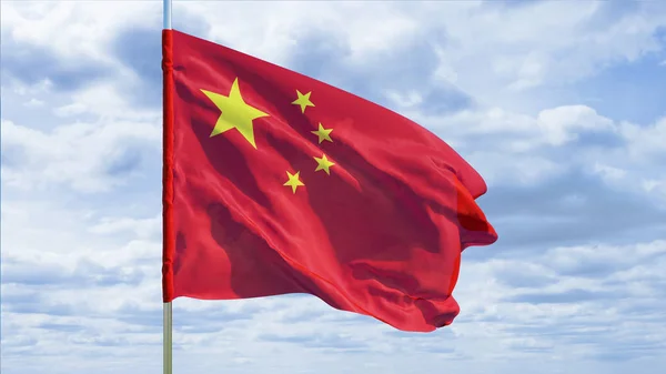 China Flag Background Sky Rendering — Stock Photo, Image