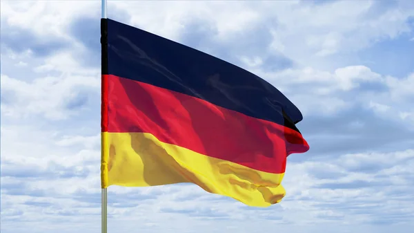 German flag on a background of the sky. 3D rendering.