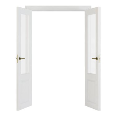 Beyaz arka plan üzerine izole interroom kapısı. 3d render.