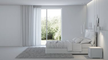 Modern ev iç. Gri iç. 3D render.