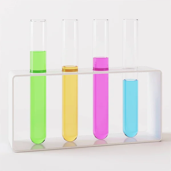 Transparent Glass Laboratory Tube Test Tube Filled Liquid White Background — 스톡 사진