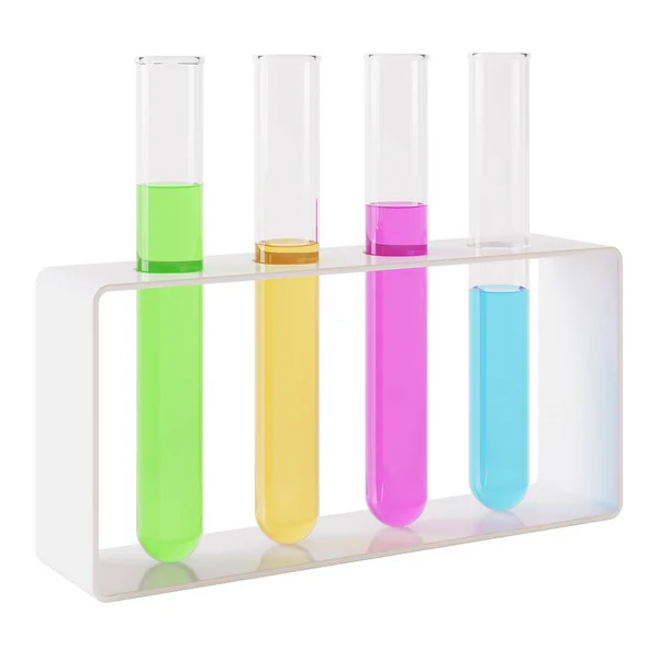 Transparent Glass Laboratory Tube Test Tube Filled Liquid White Background — Stok fotoğraf