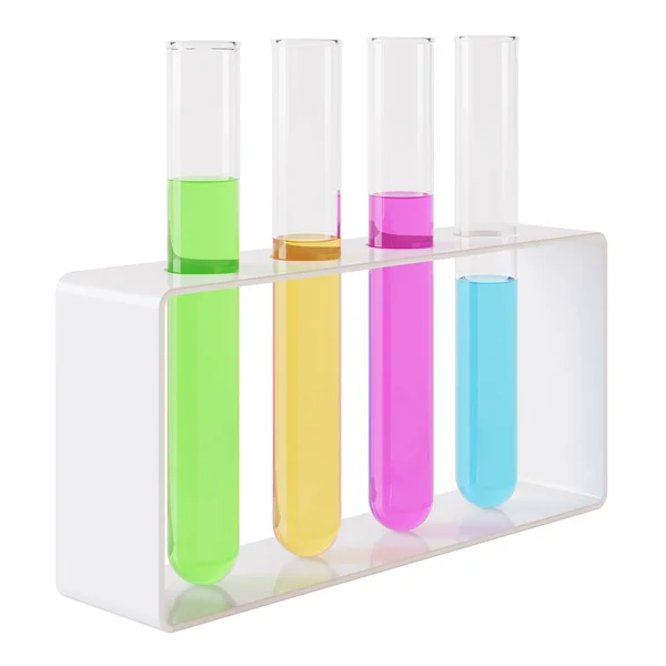 Transparent Glass Laboratory Tube Test Tube Filled Liquid White Background — 图库照片