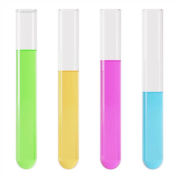 Transparent Glass Laboratory Tube Test Tube Filled Liquid White Background — 스톡 사진