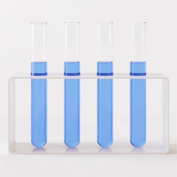 Transparent Glass Laboratory Tube Test Tube Filled Liquid White Background — 스톡 사진