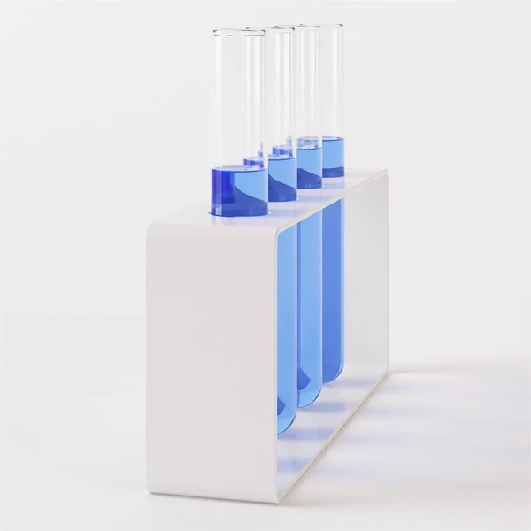 Transparent Glass Laboratory Tube Test Tube Filled Liquid White Background — 스톡 사진
