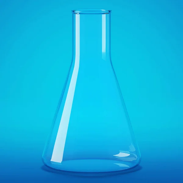 Transparent Glass Laboratory Flask Flask Blue Background Rendering — 스톡 사진