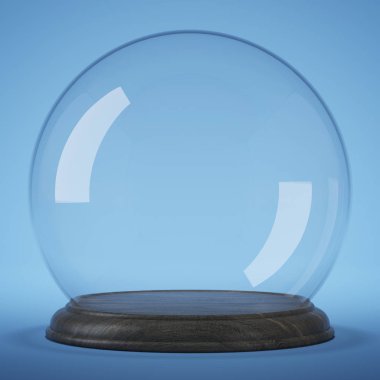 Empty glass dome. Clipping path included. 3D rendering.