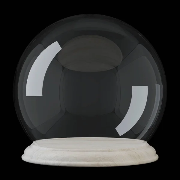 Пустой Стеклянный Купол Черном Фоне Путь Обрезки Включен Рендеринг — стоковое фото