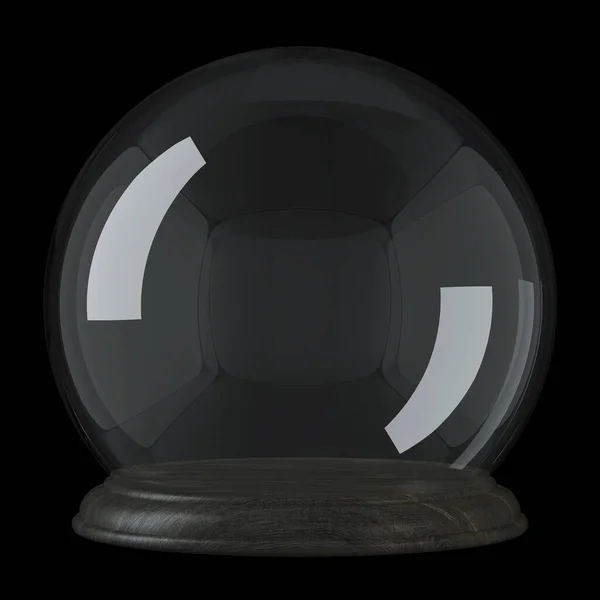 Üres Üveg Kupola Fekete Háttérrel Vágási Útvonal Benne Van Renderelés — Stock Fotó