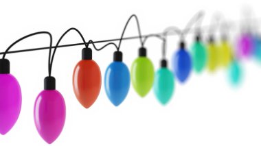 Christmas lights. Glowing lights for Christmas holiday cards, banners, posters, web design. 3D rendering.